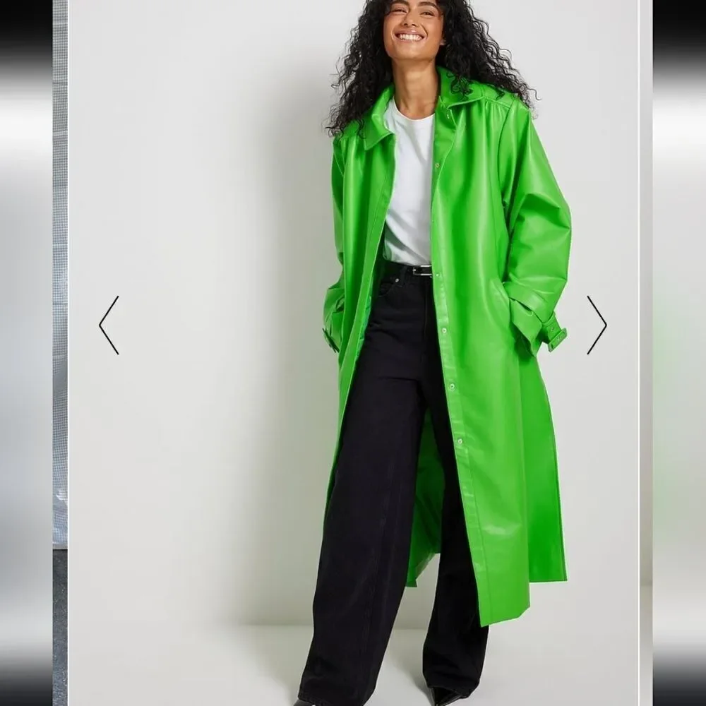 NA-KD Long PU Trench Coat size 36 M 8 US New